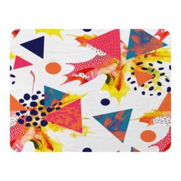 Benjamin Tate Design Maple Leaves & Geometric Patterns Blanket in Natural - Size: 120 cm x 150 cm - thumbnail 1