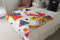 Benjamin Tate Design Maple Leaves & Geometric Patterns Blanket in Natural - Size: 120 cm x 150 cm - thumbnail 3
