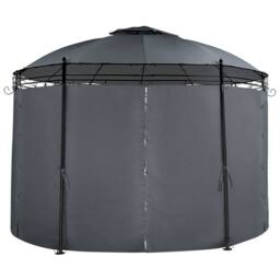 Wyld and Coco 368cm Round Gazebo Dark Grey Curtains Black Powder Coat Steel Frame - thumbnail 3