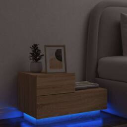 Berkfield Home Decorative Bedside Cabinet with LED Lights Sonoma Oak 70x36x40.5 cm in Light Brown - thumbnail 2