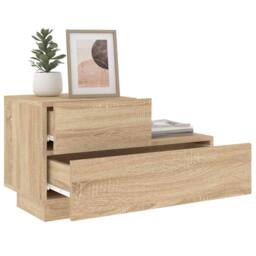 Berkfield Home Decorative Bedside Cabinet with LED Lights Sonoma Oak 70x36x40.5 cm in Light Brown - thumbnail 4