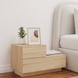 Berkfield Home Decorative Bedside Cabinet with LED Lights Sonoma Oak 70x36x40.5 cm in Light Brown - thumbnail 1