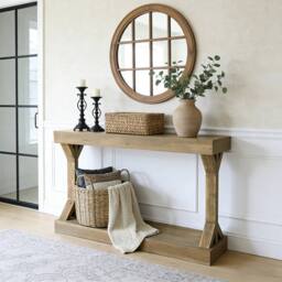 VOGREX Narrow Console Table Wood Accent Sofa Entryway Table in Grey - thumbnail 2