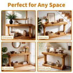 VOGREX Narrow Console Table Wood Accent Sofa Entryway Table in Grey - thumbnail 6