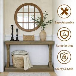 VOGREX Narrow Console Table Wood Accent Sofa Entryway Table in Grey - thumbnail 4