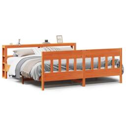 Berkfield Home Decorative Bed Frame without Mattress Wax Brown 200x200 cm Solid - thumbnail 3