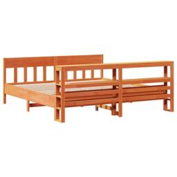 Berkfield Home Decorative Bed Frame without Mattress Wax Brown 200x200 cm Solid - thumbnail 6