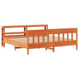 Berkfield Home Decorative Bed Frame without Mattress Wax Brown 200x200 cm Solid - thumbnail 1