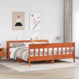 Berkfield Home Decorative Bed Frame without Mattress Wax Brown 200x200 cm Solid - thumbnail 2