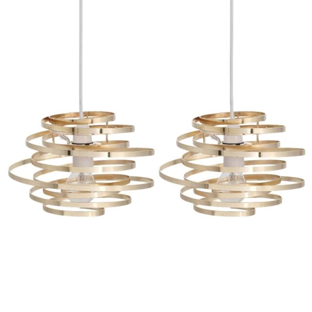 First Choice Lighting Set of 2 Gold Metal Swirl Easy Fit Light Shades - image 1