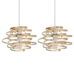 First Choice Lighting Set of 2 Gold Metal Swirl Easy Fit Light Shades - thumbnail 1
