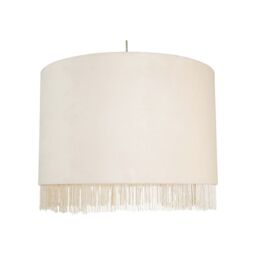 First Choice Lighting Fringed - Off-White 38cm Fringed Velvet Pendant Shade - thumbnail 2