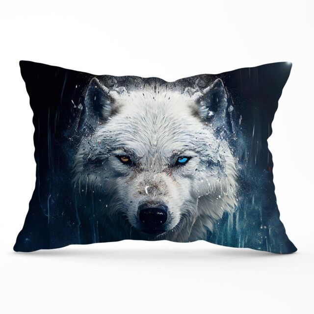 Warren Reed - Designer White Wolf Face Splashart Cushions - Size: 60 cm x 60 cm - image 1