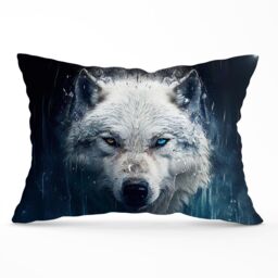 Warren Reed - Designer White Wolf Face Splashart Cushions - Size: 60 cm x 60 cm - thumbnail 1