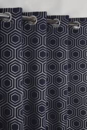 New Edge Blinds Element Geo Thermal Blackout Eyelet Curtains in Navy - Size: 228 cm width x 183 cm drop