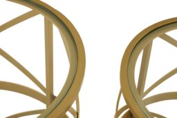 Orsina Set Of 2 Diamond Pattern Side Table, Round Bedside Table With Marble Top, Gold Metallic Nesting Table - thumbnail 4