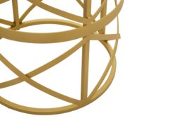 Orsina Set Of 2 Diamond Pattern Side Table, Round Bedside Table With Marble Top, Gold Metallic Nesting Table - thumbnail 3