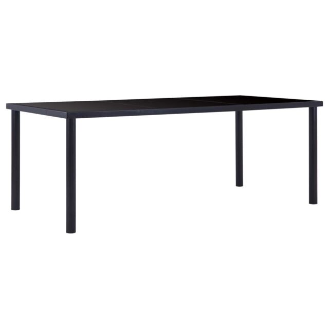 Berkfield Home Dining Table Black 200x100x75 cm Tempered Glass - Size: 200 x 100 x 75 cm - image 1