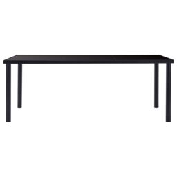 Berkfield Home Dining Table Black 200x100x75 cm Tempered Glass - Size: 200 x 100 x 75 cm - thumbnail 2