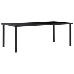 Berkfield Home Dining Table Black 200x100x75 cm Tempered Glass - Size: 200 x 100 x 75 cm