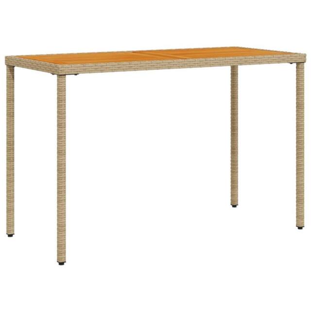 Berkfield Home Garden Table with Acacia Wood Top Beige 115x54x74 cm Poly Rattan - Size: 115 x 54 x 74 cm - image 1