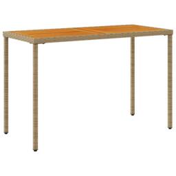 Berkfield Home Garden Table with Acacia Wood Top Beige 115x54x74 cm Poly Rattan - Size: 115 x 54 x 74 cm - thumbnail 6