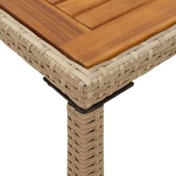 Berkfield Home Garden Table with Acacia Wood Top Beige 115x54x74 cm Poly Rattan - Size: 115 x 54 x 74 cm - thumbnail 8