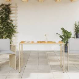 Berkfield Home Garden Table with Acacia Wood Top Beige 115x54x74 cm Poly Rattan - Size: 115 x 54 x 74 cm - thumbnail 3