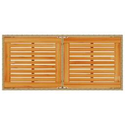 Berkfield Home Garden Table with Acacia Wood Top Beige 115x54x74 cm Poly Rattan - Size: 115 x 54 x 74 cm - thumbnail 7