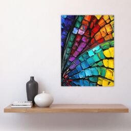 "Artery8 Dragonfly Wing Close Up Colourful Oil Painting Wall Art Print - Size: W24"" x H32""" - thumbnail 4