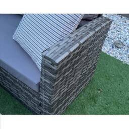 Furniture Maxi Rosen Rattan Garden Furniture 9 Seater Corner Sofa Rising Table Set With Benches & Rain Cover in Grey - thumbnail 8