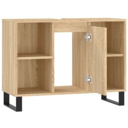 Berkfield Home Bathroom Cabinet Sonoma Oak 80x33x60 cm Engineered Wood in Brown - Size: 80 x 33 x 60 cm - thumbnail 5