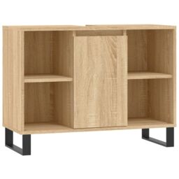 Berkfield Home Bathroom Cabinet Sonoma Oak 80x33x60 cm Engineered Wood in Brown - Size: 80 x 33 x 60 cm - thumbnail 2