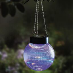 mysmartbuy Hanging Solar Powered Ball Light - Waterproof Plastic Round Sphere Outdoor Garden Lantern Lamp Lighting - 14cm Dia with 26cm Chain in Blue