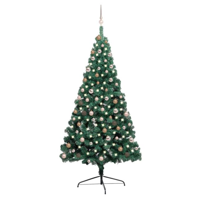 Berkfield Home Artificial Half Pre-lit Christmas Tree with Ball Set Green 210 cm - image 1