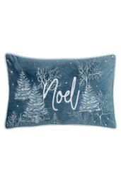 Furn Arcticus Noel Embroidered Piped Velvet Cushion in Blue - Size: 30 cm x 50 cm - thumbnail 1