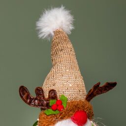Samuel Alexander 46cm Battery Operated Light up Standing Christmas Reindeer Gonk with Warm White LEDs in Brown - thumbnail 4
