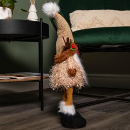 Samuel Alexander 46cm Battery Operated Light up Standing Christmas Reindeer Gonk with Warm White LEDs in Brown - thumbnail 3