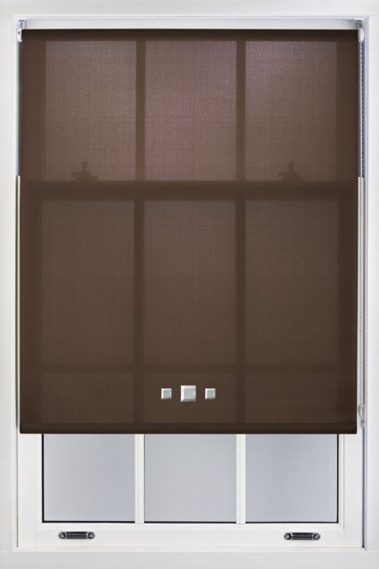 Furnished Daylight Roller Blinds with Triple Square Eyelets - Trimmable Window Shade in Chocolate - Size: 60 cm width x 210 cm drop - image 1