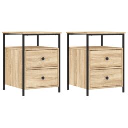 Berkfield Home Bedside Cabinets 2 pcs Sonoma Oak 44x45x60 cm Engineered Wood in Brown - Size: 44 x 45 x 60 cm - thumbnail 2