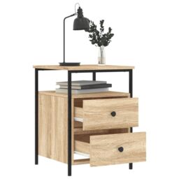 Berkfield Home Bedside Cabinets 2 pcs Sonoma Oak 44x45x60 cm Engineered Wood in Brown - Size: 44 x 45 x 60 cm - thumbnail 4