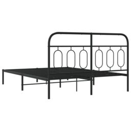 Berkfield Home Metal Bed Frame without Mattress with Headboard Black 135x190cm - Size: 135x190 cm - thumbnail 6