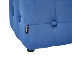 Wyld and Coco Blue Velvet Button Tufted Cube Pouffe Versatile Footstool - thumbnail 5