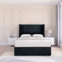 "Sloomy Falcon Naples Wingback Bed Set, No Drawers & 54"" Floor Standing Headboard in Black - Size: King" - thumbnail 2