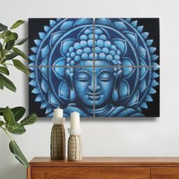 KDMD Set of 4 Blue Buddha Mandala Brocade Detail 30x40cm - Size: 30x40 cm - thumbnail 2