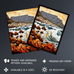 "Artery8 Wall Art Print Cape Town Cityscape under Table Mountain Stylised Painting Poster - Size: W18"" x H24""" - thumbnail 2