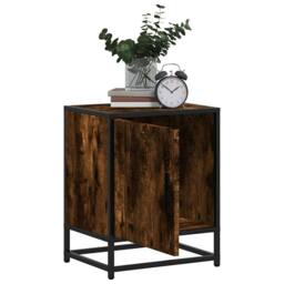 Berkfield Home Bedside Cabinet Smoked Oak 40x31x50 cm Engineered Wood & Metal in Brown - Size: 40 x 31 x 50 cm - thumbnail 4