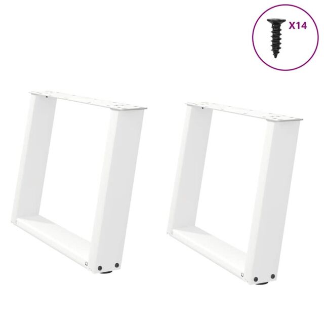 Berkfield Home Coffee Table Legs U-Shaped 2 pcs White 60x(42-43) cm Steel - image 1