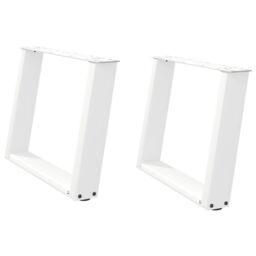 Berkfield Home Coffee Table Legs U-Shaped 2 pcs White 60x(42-43) cm Steel - thumbnail 2