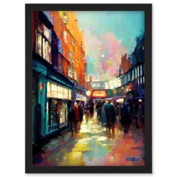 Artery8 Carnaby Street London Bright Acrylic Painting Artwork Framed Wall Art Print A4 in Black - thumbnail 1